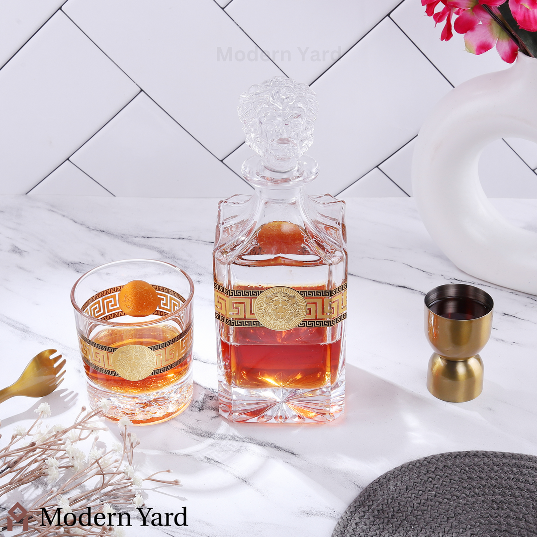 Lion Gold Plated 7 Pcs Decanter Set