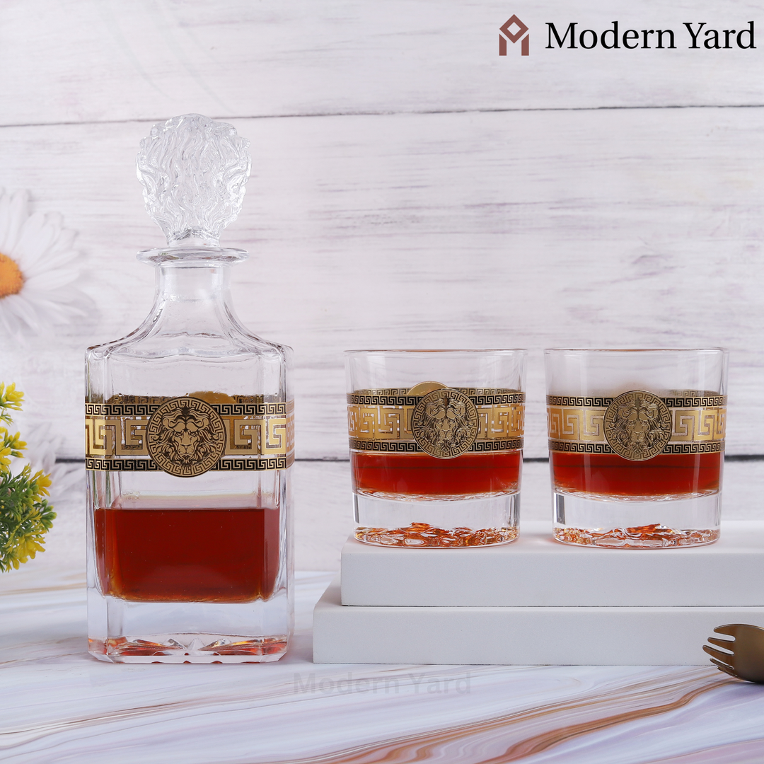 Lion Gold Plated 7 Pcs Decanter Set