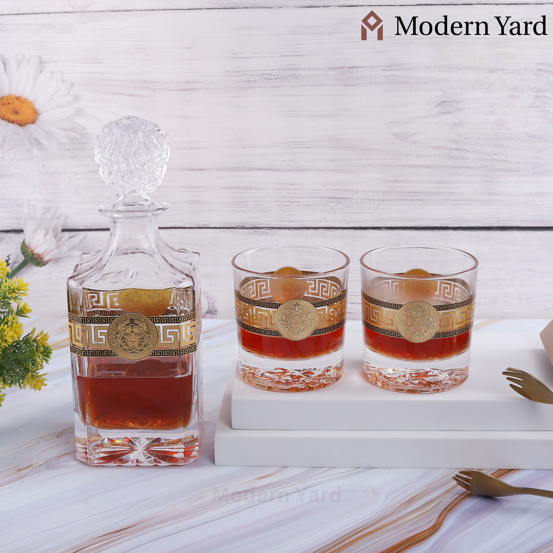 Lion Gold Plated 7 Pcs Decanter Set