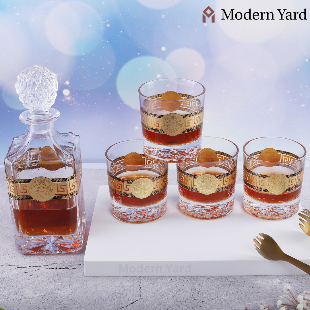 Lion Gold Plated 7 Pcs Decanter Set