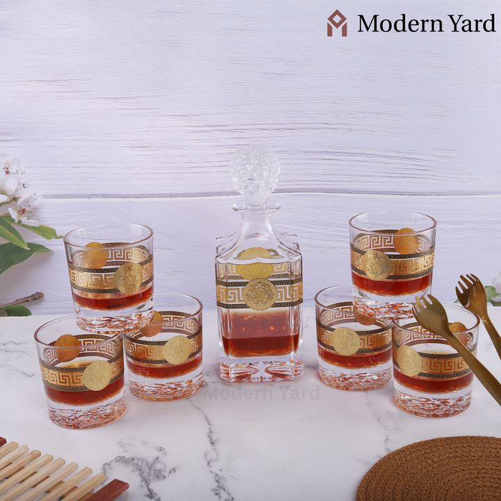 Lion Gold Plated 7 Pcs Decanter Set