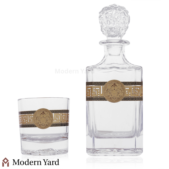 Lion Gold Plated 7 Pcs Decanter Set