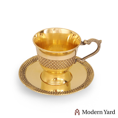 Brass Designer Tea Pot & Cup Saucer