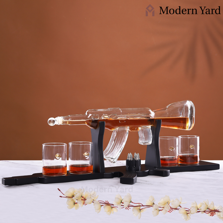 Gun Decanter with 4 Bullet Glasses Set