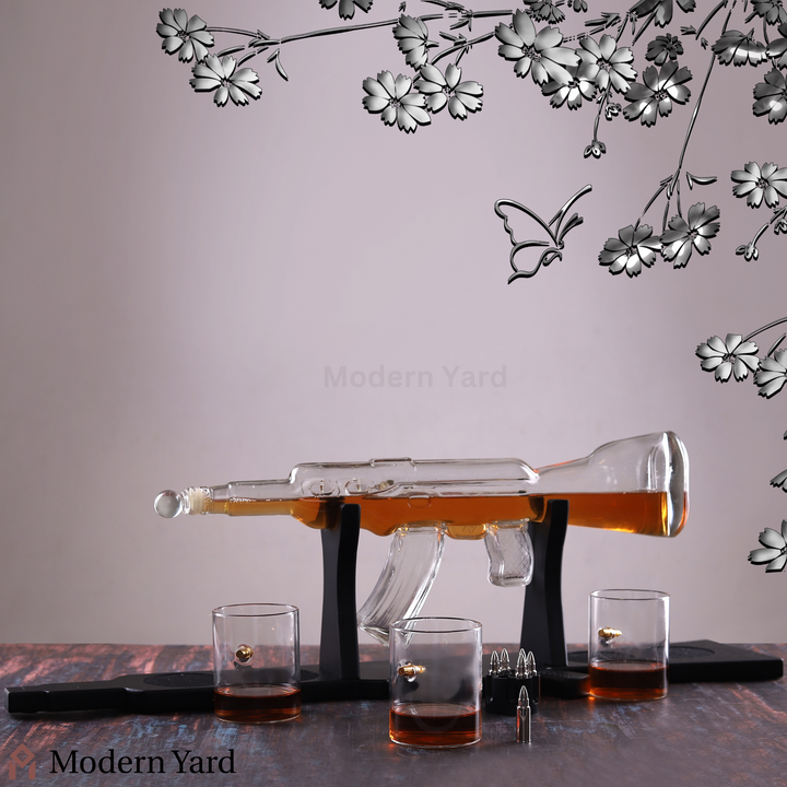Gun Decanter with 4 Bullet Glasses Set