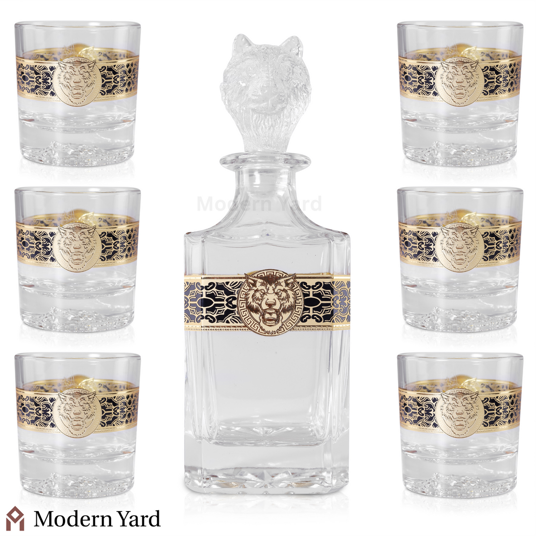Bear Gold Plated 7 Pcs Decanter Set