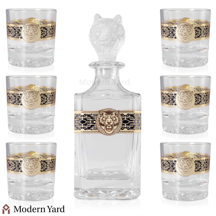 Bear Gold Plated 7 Pcs Decanter Set