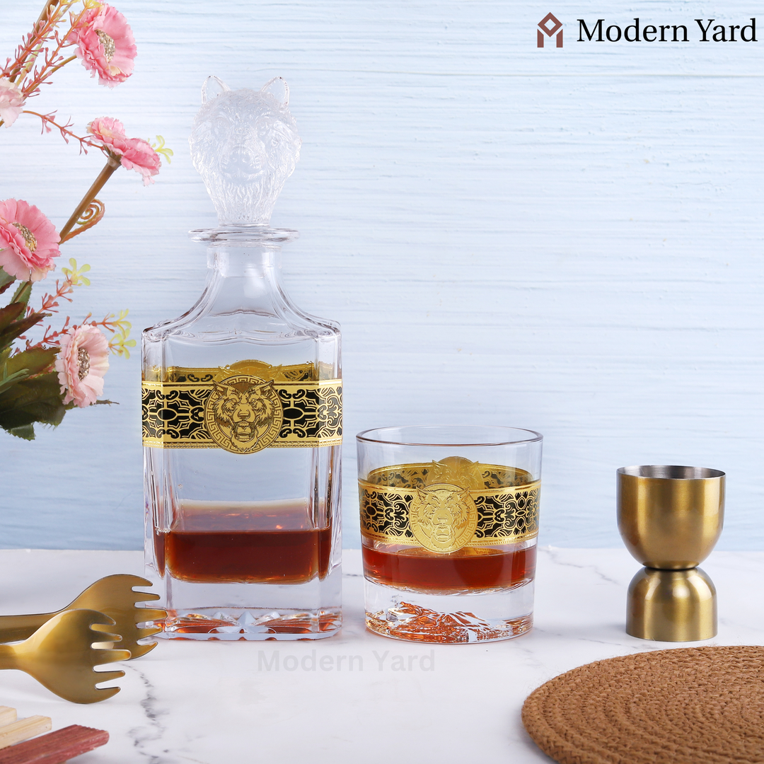 Bear Gold Plated 7 Pcs Decanter Set