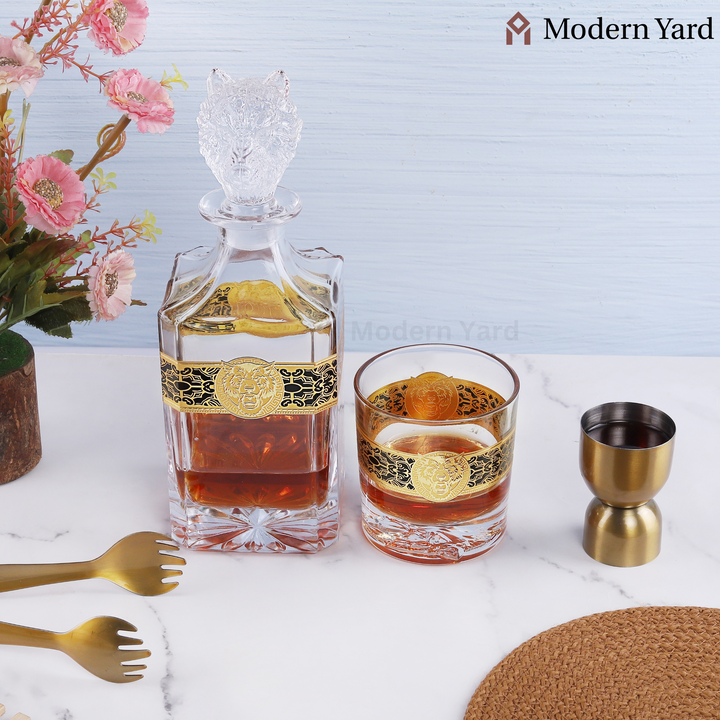 Bear Gold Plated 7 Pcs Decanter Set