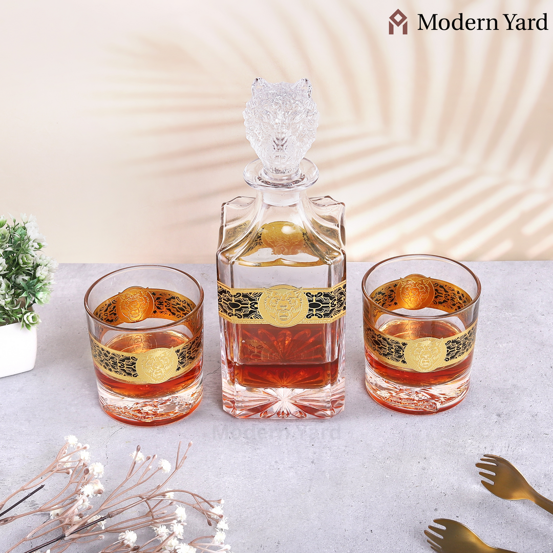 Bear Gold Plated 7 Pcs Decanter Set