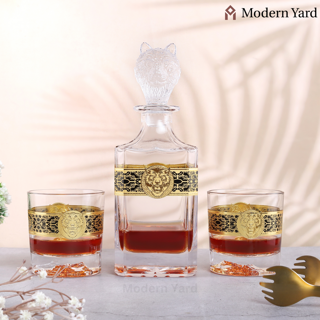 Bear Gold Plated 7 Pcs Decanter Set