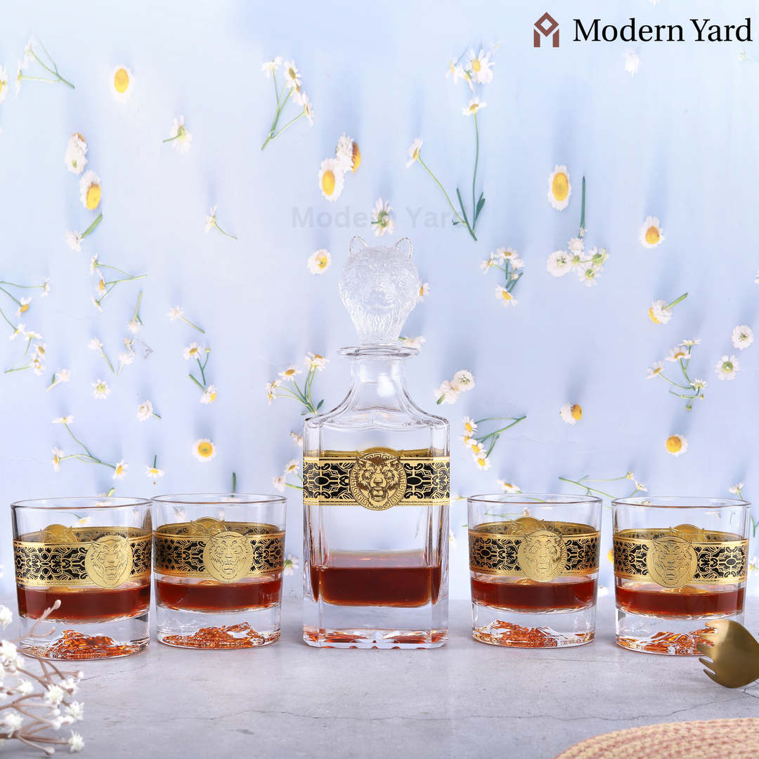 Bear Gold Plated 7 Pcs Decanter Set