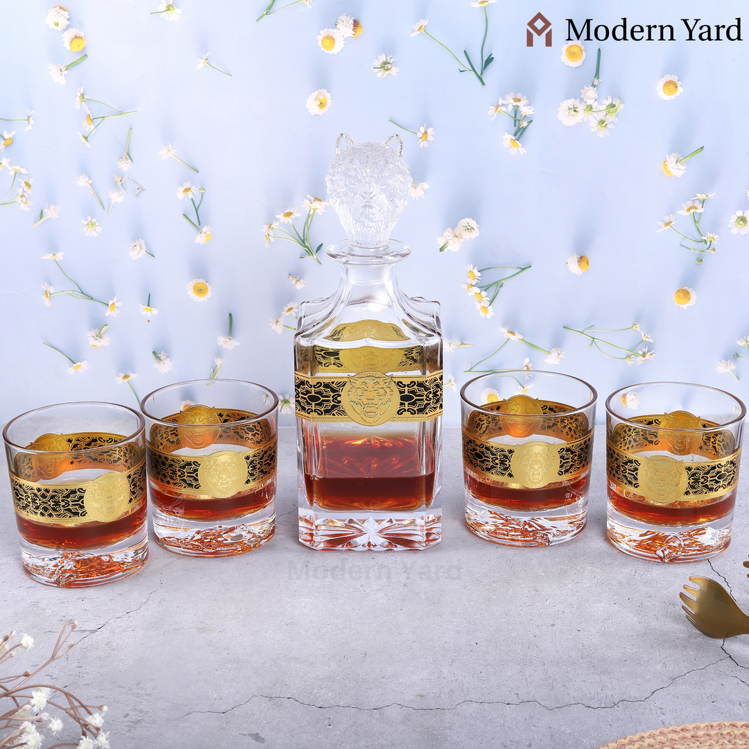 Bear Gold Plated 7 Pcs Decanter Set