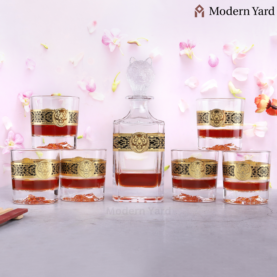 Bear Gold Plated 7 Pcs Decanter Set