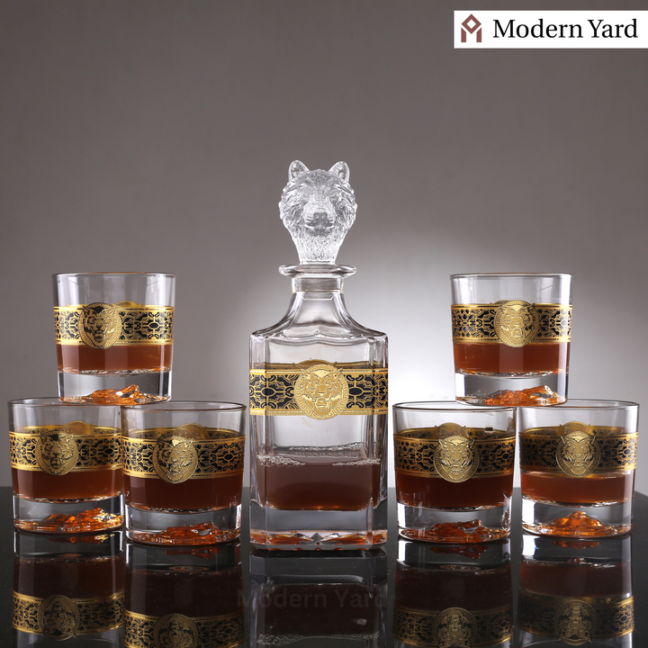 Bear Gold Plated 7 Pcs Decanter Set