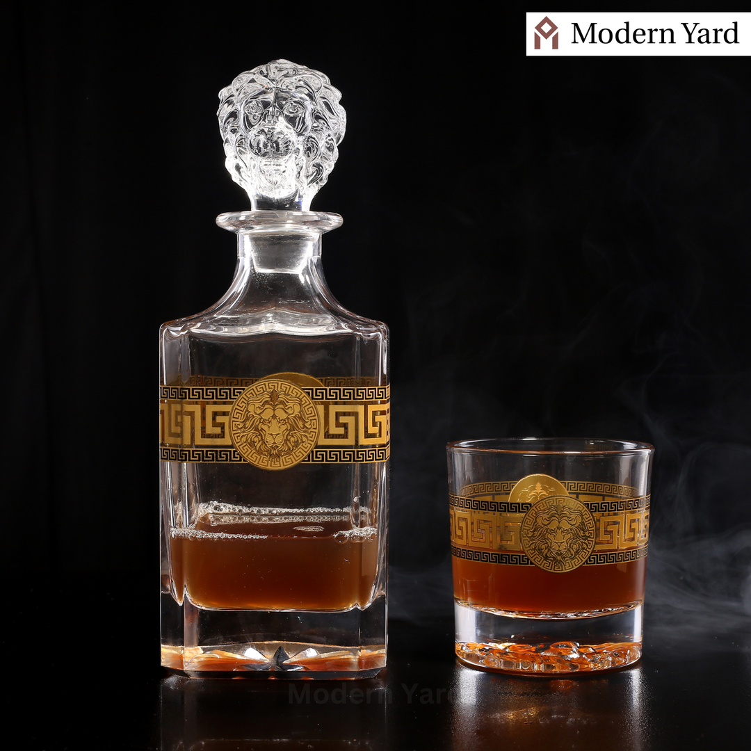 Lion Gold Plated 7 Pcs Decanter Set