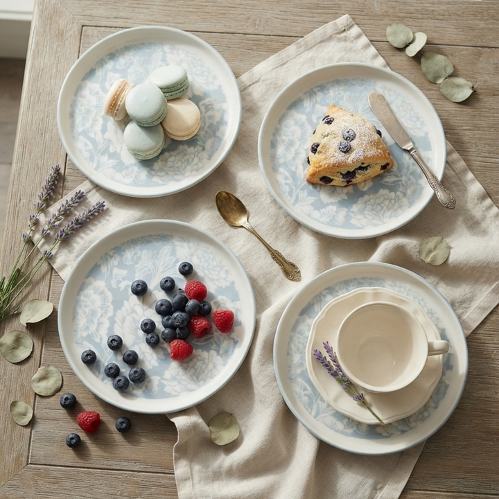 Celestial Designer Quarter Plates (Set of 6) - Imported Bone China