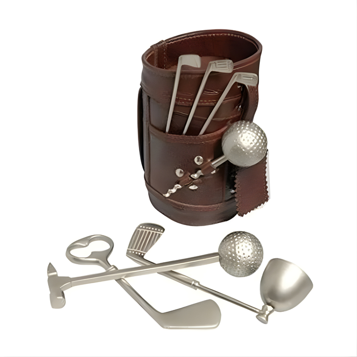 Luxury leather golf bag holder with golf bar accessories for home bar decoration