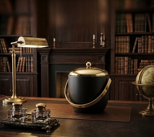 Premium SS Black and Golden PVD Ice Bucket with Tong