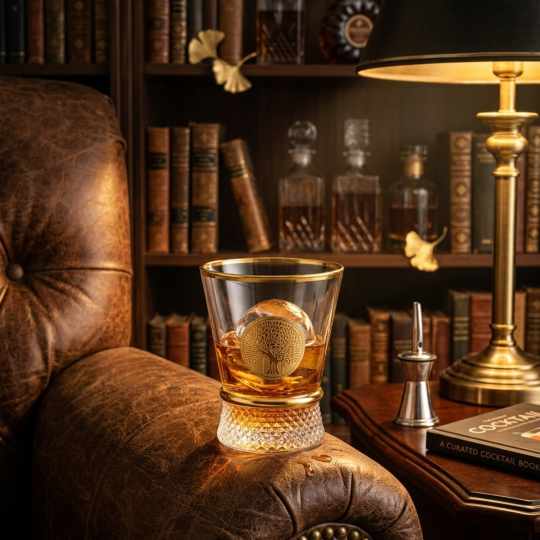Premium crystal tumbler glass set for whiskey and bourbon lovers