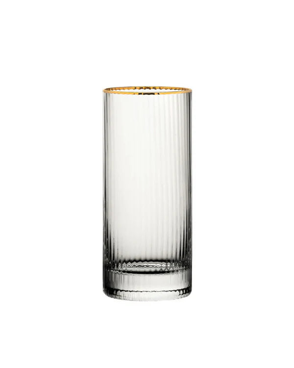 Gold Rim Ribbed Water & Juice Glass 400 ML (Pack of 6)