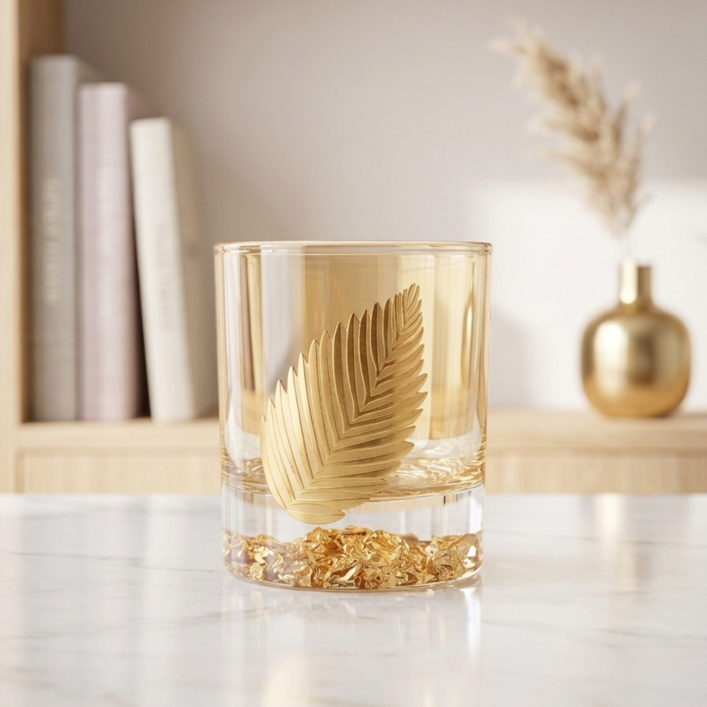 Royal Leaf Lion Gold whiskey glass 350 ML luxury Turkish glassware