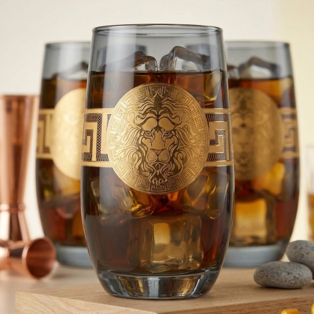 Modern Yard designer cocktail glass with elegant gold detailing