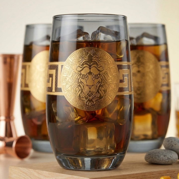Modern Yard designer cocktail glass with elegant gold detailing