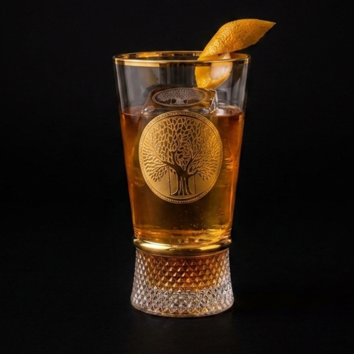 Royal Roots Gold High Ball Cocktail Glass with Crystal Base (Set of 6) - Made in Turkey