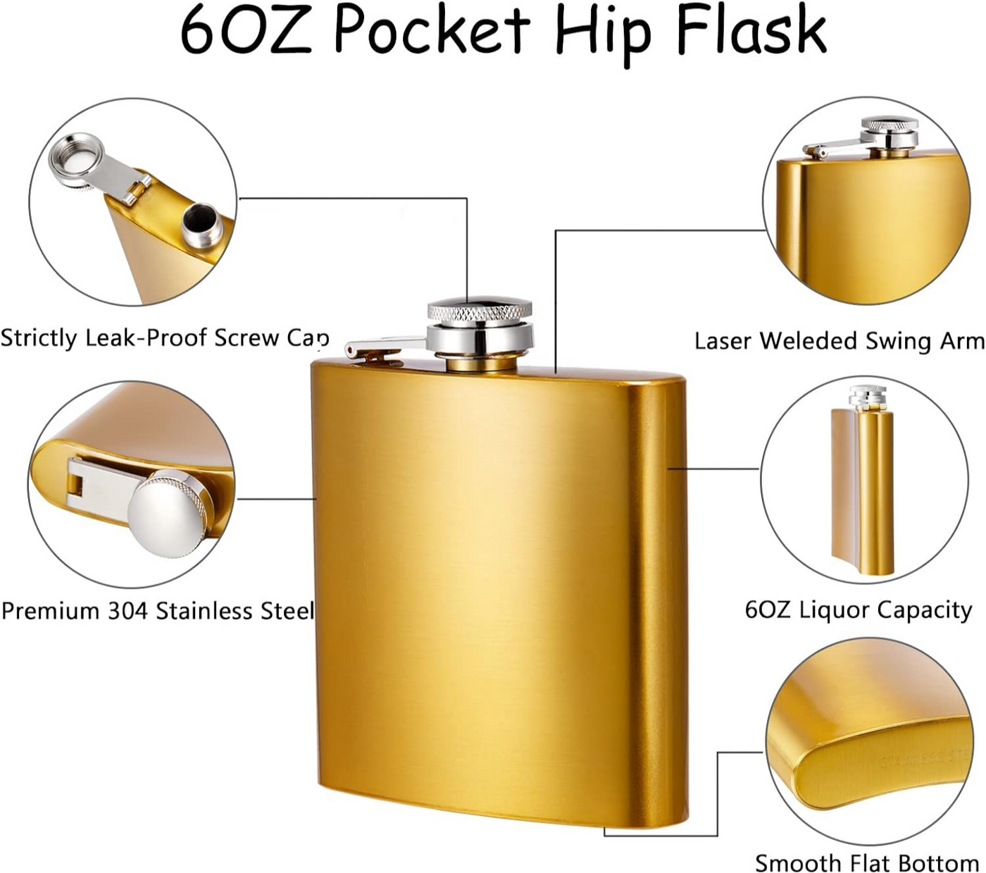 Golden Hip Flask 180ML