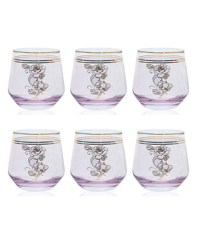 Flora Pink Golden Line Glasses (Set of 6)