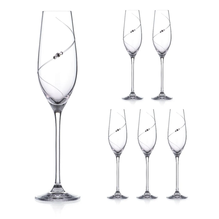 Silhouette Champagne Flute Glass - 210 ML ( Made With Swarovski Crystals)