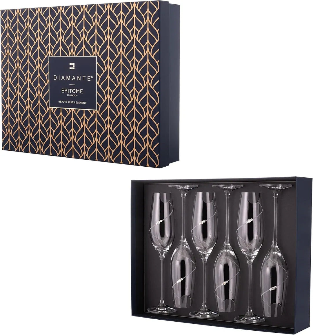 Silhouette Champagne Flute Glass - 210 ML ( Made With Swarovski Crystals)