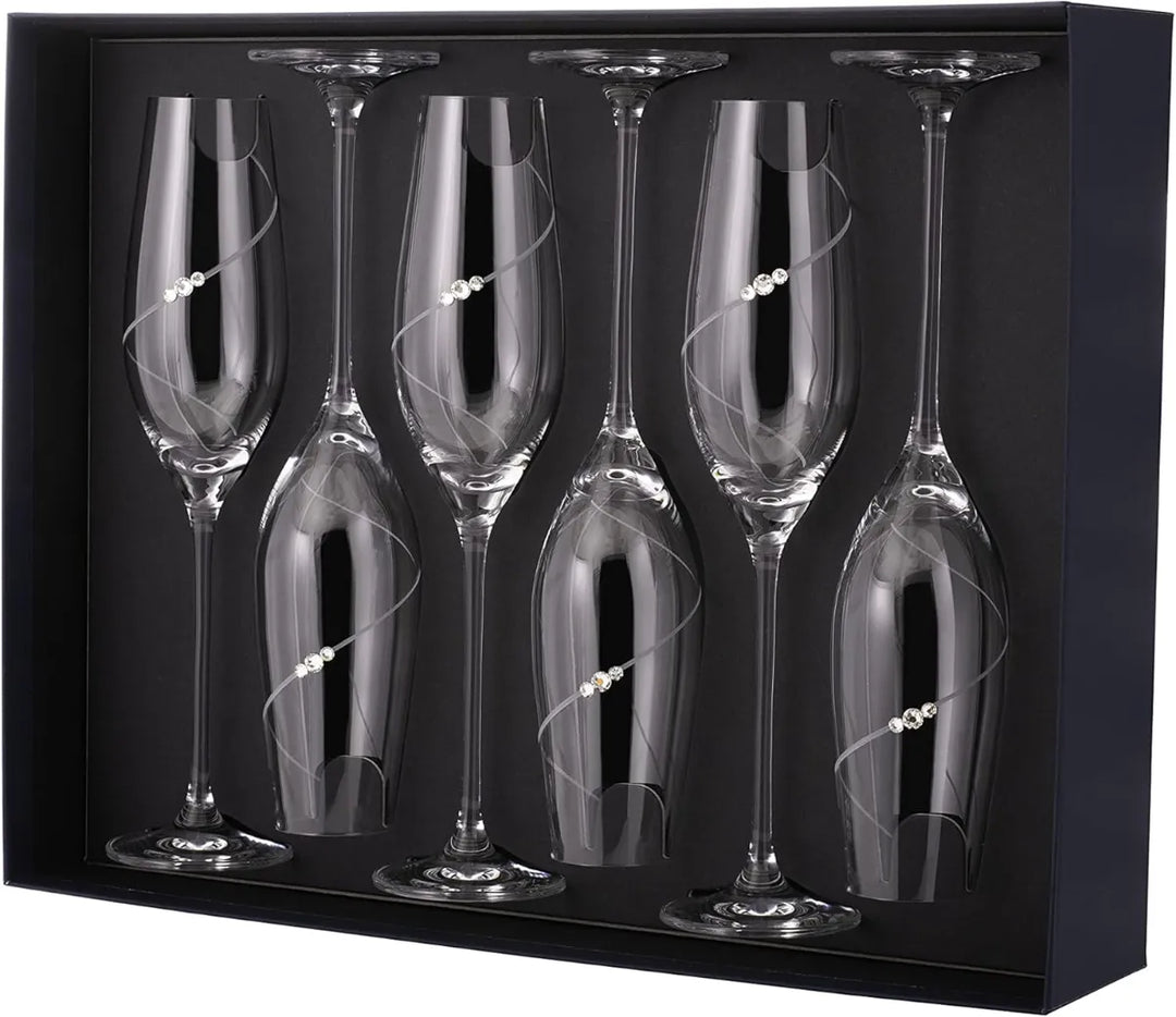 Silhouette Champagne Flute Glass - 210 ML ( Made With Swarovski Crystals)