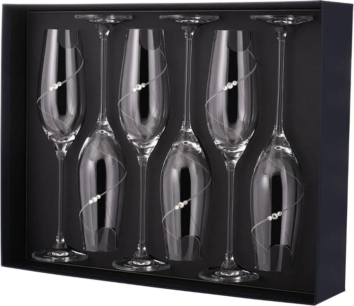 Silhouette Champagne Flute Glass - 210 ML ( Made With Swarovski Crystals)