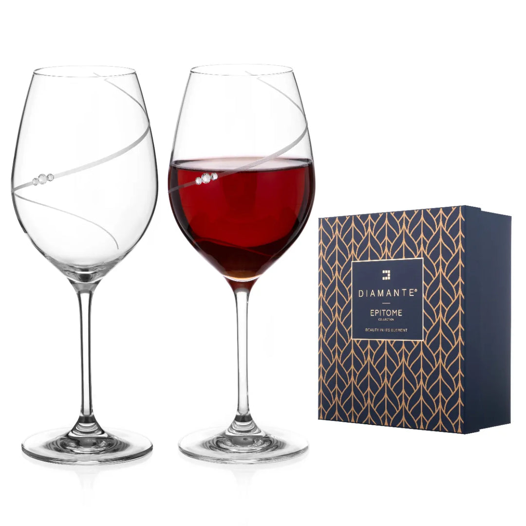 Silhouette Red Wine Glass - Set of 2 ( Made With  Swarovski Crystals)