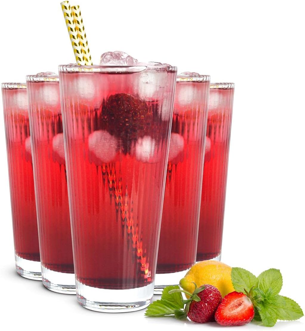 Ribbed Long Cocktail & Juice Glass 440 ML (Pack of 6)