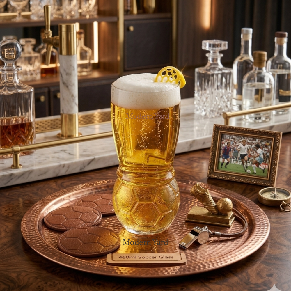 Premium football-themed beer glass set with sporty design by Modern Yard.