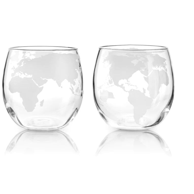 Globe Whiskey Glasses (Set of 2)