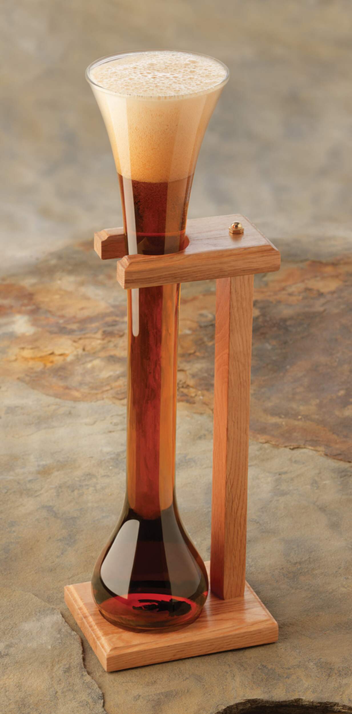 Ale Long Beer Glass with Wooden Stand (940 ML)