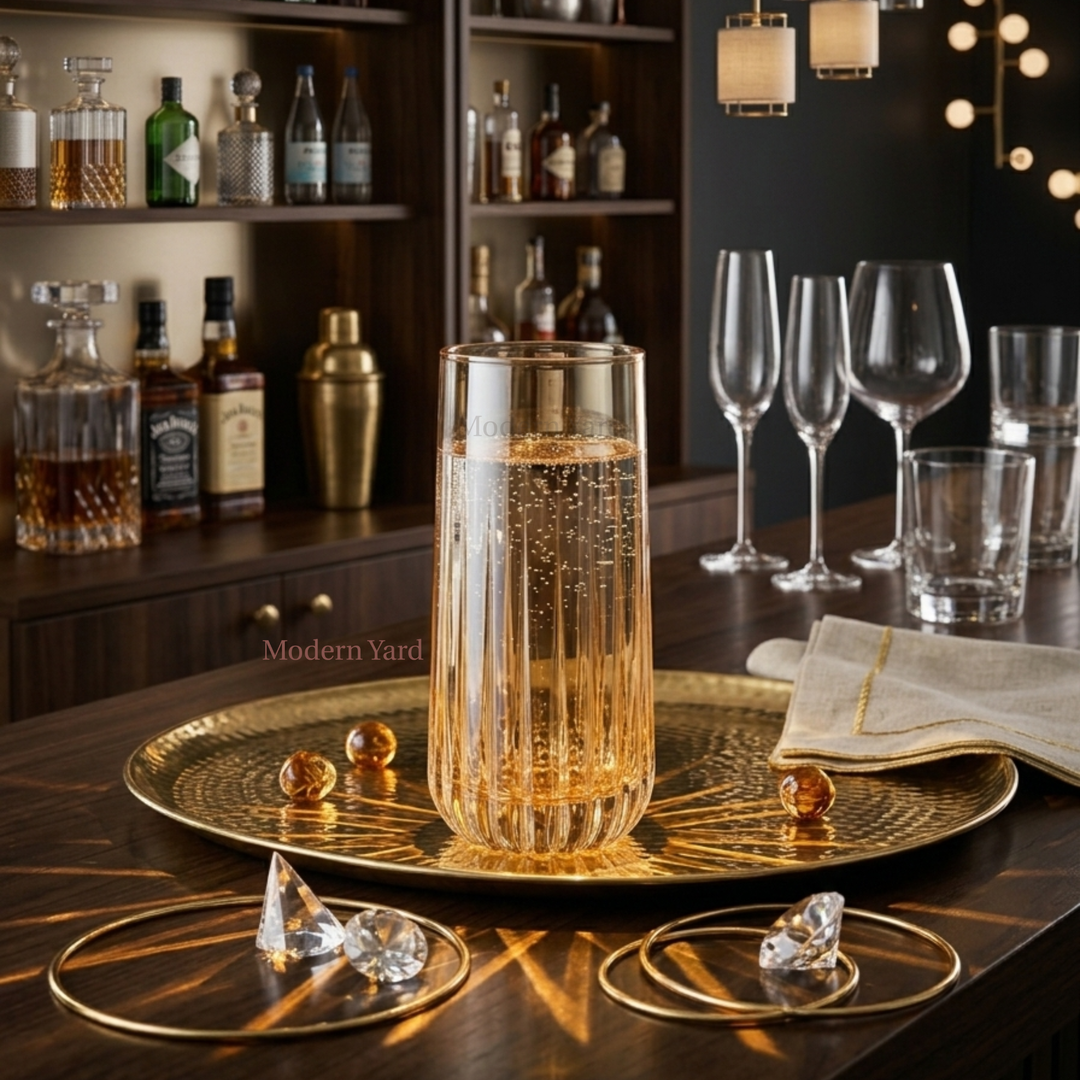 Elegant long drink glasses for serving cocktails, juice, soft drinks, and whiskey.