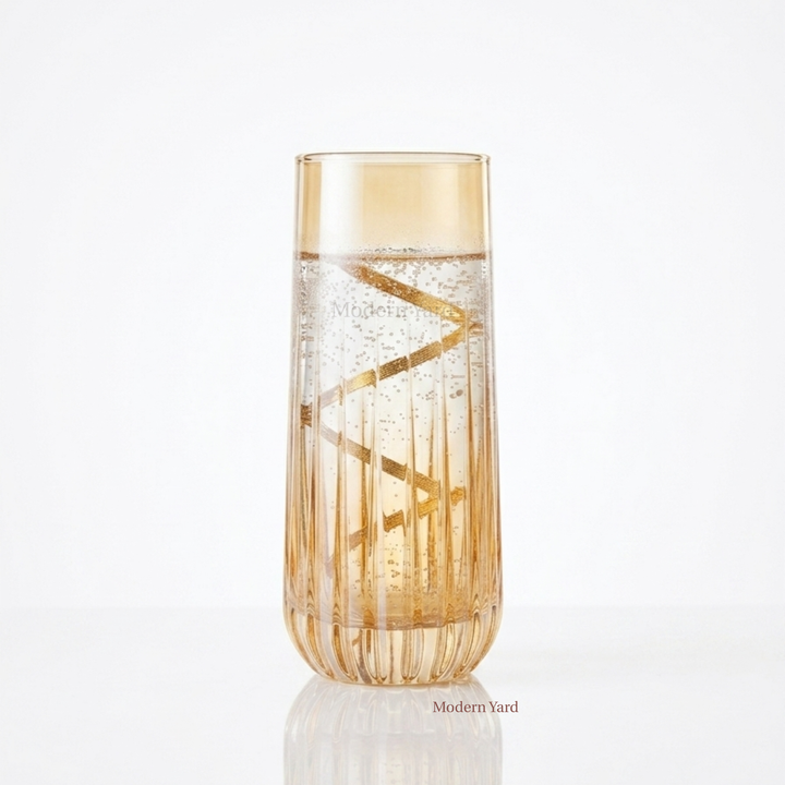 Luxury amber highball tumbler set with premium Italian craftsmanship.