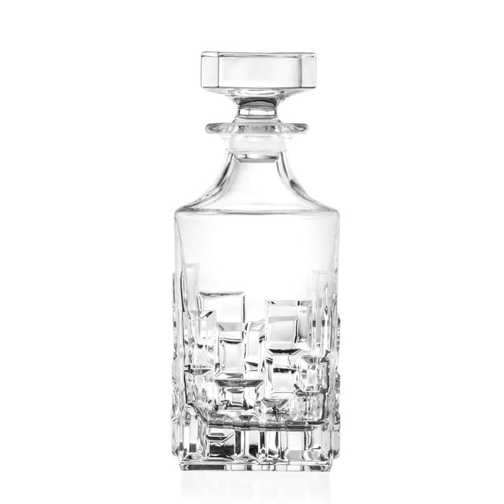 Elegant crystal whiskey decanter and glasses by Modern Yard Italian made barware
