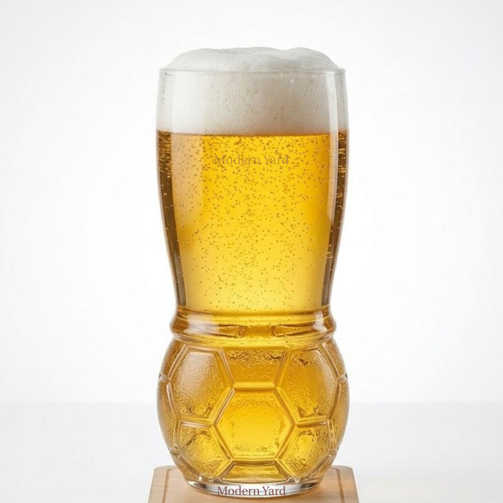 Premium clear beer pint glass with football design for sports lovers.