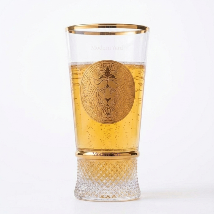 Luxury Turkish highball glass set with gold detailing for premium home bar and dining collection.