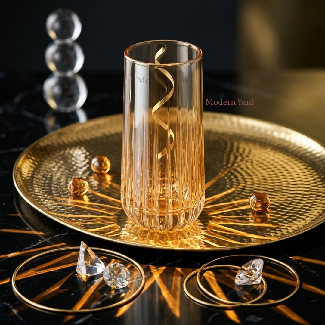 Designer ribbed cocktail glasses made in Italy for premium home bar collections.