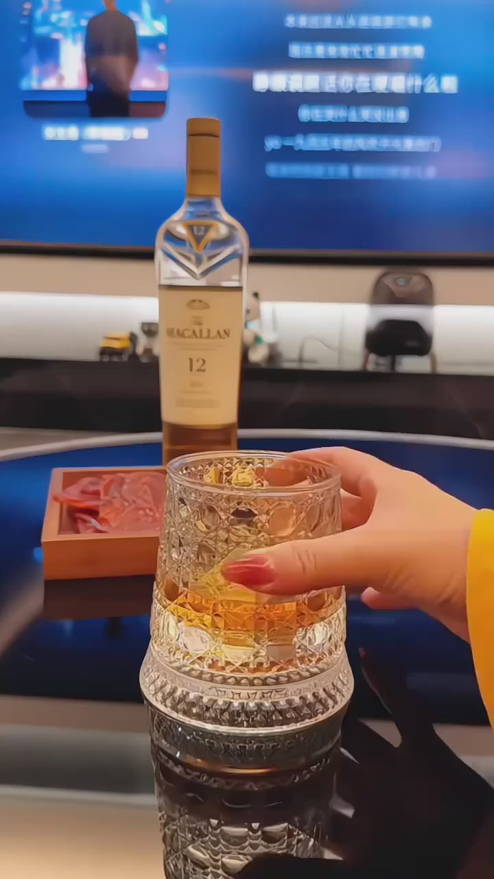 Spinning Whiskey Glass – Crystal Base 360° Rotating (300ml)