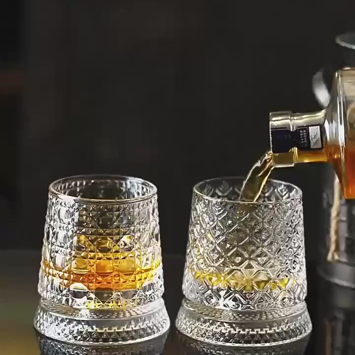 Spinning Whiskey Glass – Crystal Base 360° Rotating (300ml)