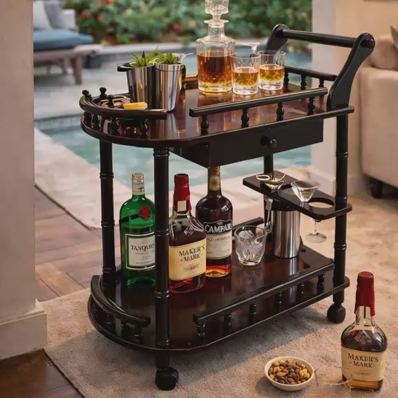 Wooden Bar Trolley | Perfect for Home Bar