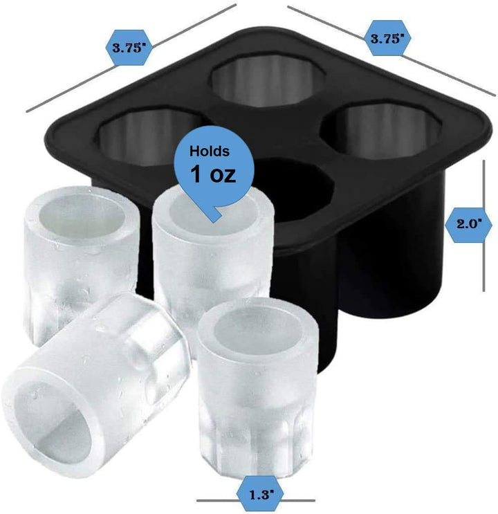 Shot glass shaped ice cube tray made of food-grade silicone for party drinks